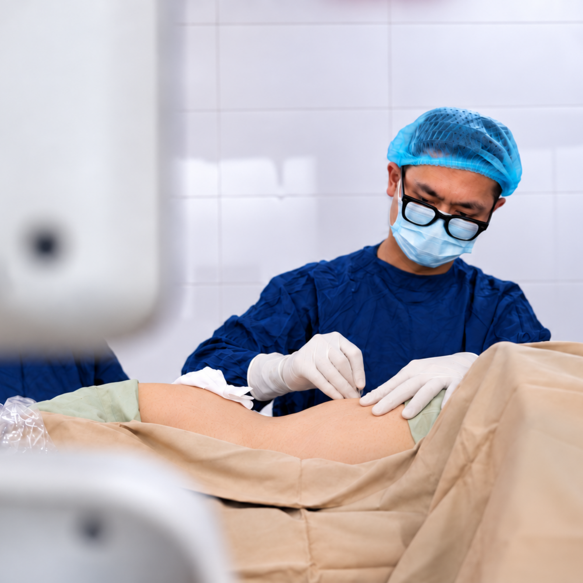 ThS.BS Ngô Hải Sơn đang thực hiện thủ thuật trong phòng phẫu thuật
